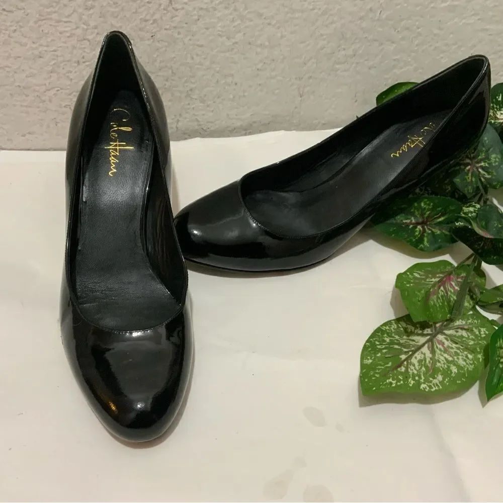 Cole Haan Women's size 10B Classic Black Patent Leather Pumps Dress Heel Shoes
